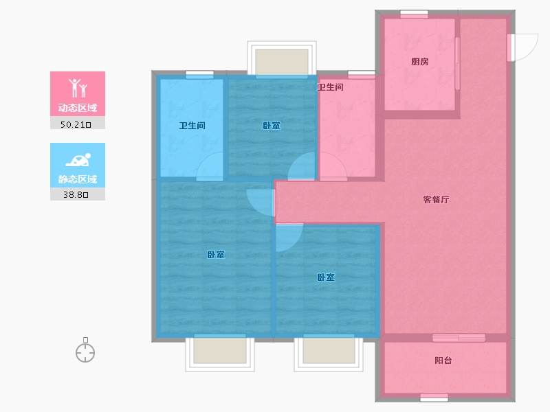 湖北省-武汉市-金辉世界城-79.82-户型库-动静分区