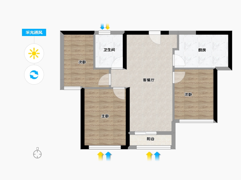 福建省-厦门市-市政国贸海屿原-65.03-户型库-采光通风