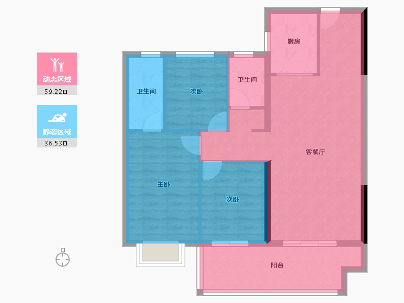 江西省-宜春市-博文天成小区-86.90-户型库-动静分区