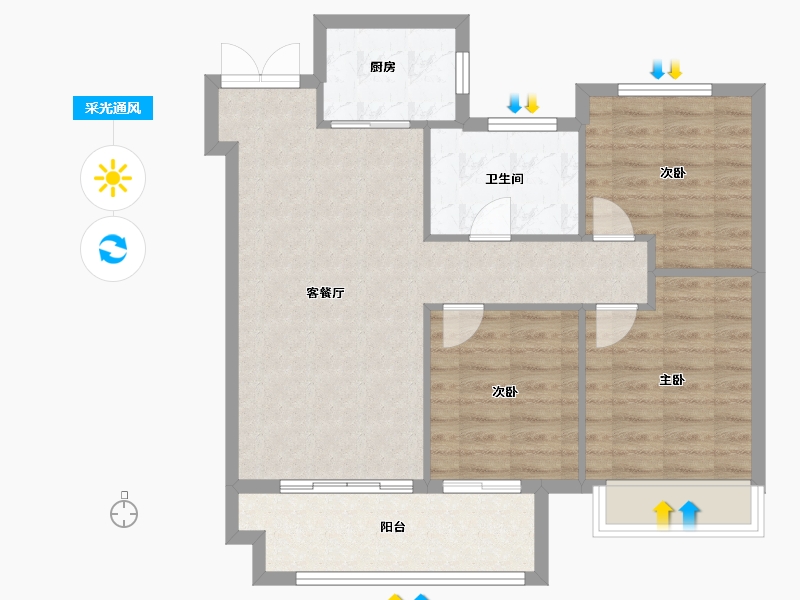 河南省-信阳市-东方府-79.20-户型库-采光通风