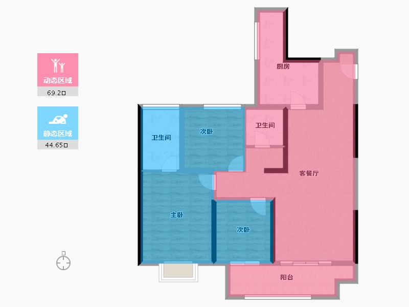 陕西省-西安市-上河雲璟-101.24-户型库-动静分区