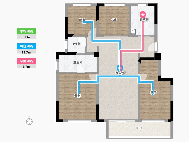 浙江省-宁波市-时代江上鸣翠-95.94-户型库-动静线