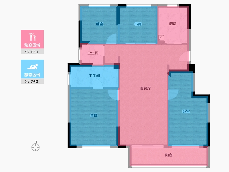 浙江省-宁波市-时代江上鸣翠-95.94-户型库-动静分区