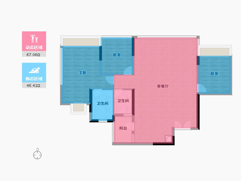 重庆-重庆市-香港置地启元-102.77-户型库-动静分区