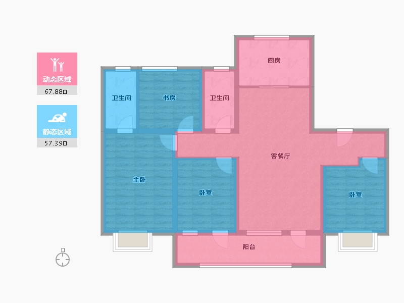 山东省-青岛市-仙居花园-111.71-户型库-动静分区