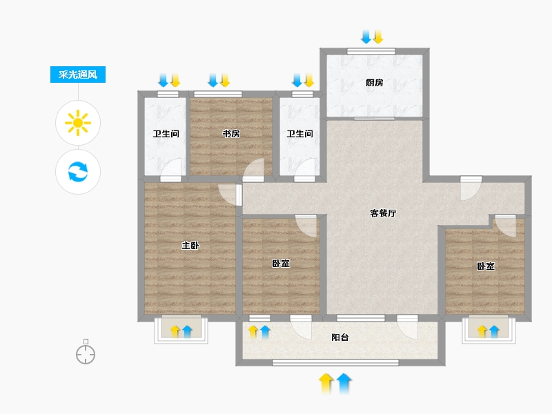 山东省-青岛市-仙居花园-111.71-户型库-采光通风