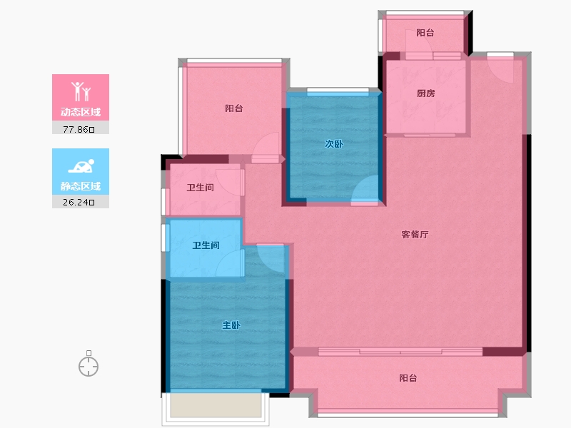 贵州省-贵阳市-贵阳天阶万达广场-93.47-户型库-动静分区