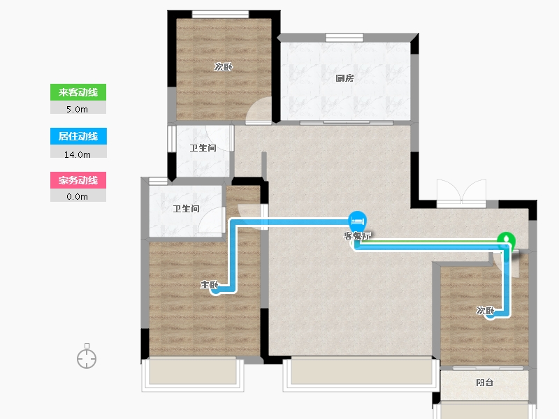 山东省-淄博市-中海观园-88.49-户型库-动静线