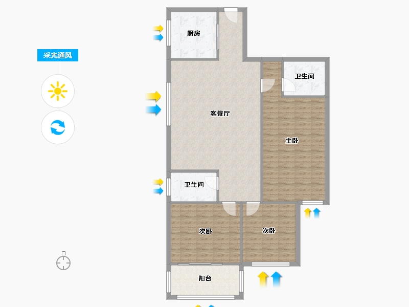 陕西省-西安市-恒立苑-120.09-户型库-采光通风