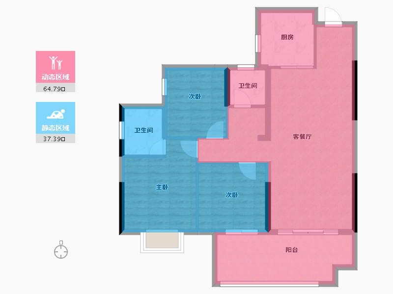 湖南省-郴州市-长信爱莲首府-92.27-户型库-动静分区