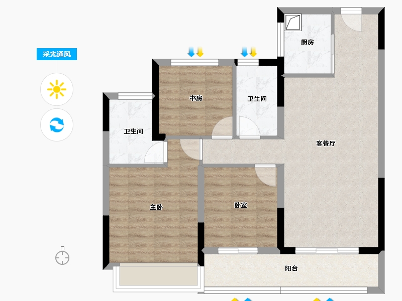 浙江省-绍兴市-金樾玖著-81.00-户型库-采光通风