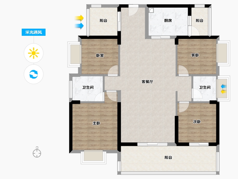 广东省-惠州市-隆生鹿江花园-120.01-户型库-采光通风