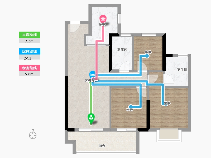 浙江省-宁波市-海伦堡·沁栖雅苑-76.01-户型库-动静线