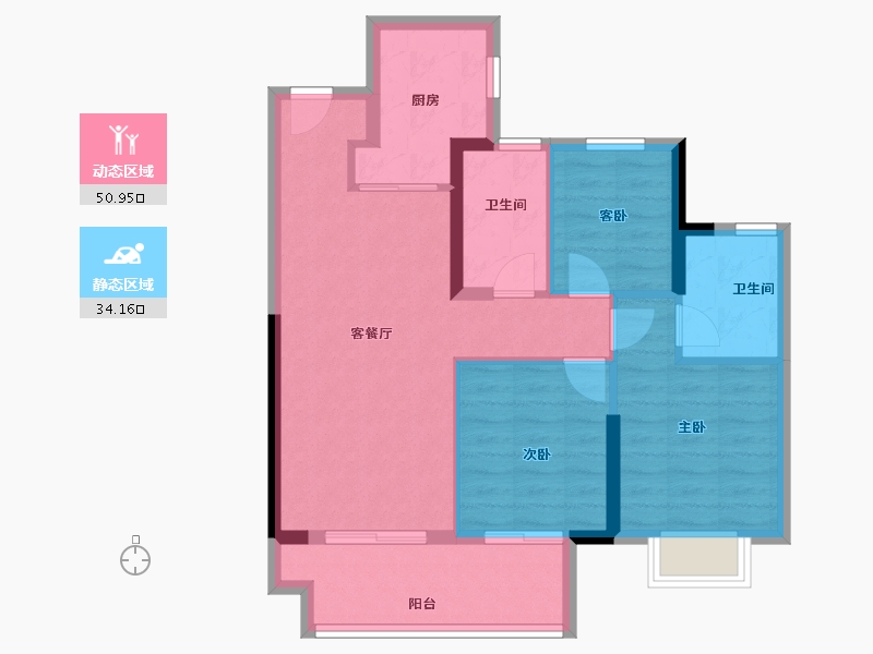 浙江省-宁波市-海伦堡·沁栖雅苑-76.01-户型库-动静分区