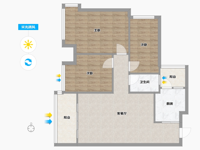 广东省-中山市-新长江顺心居-69.60-户型库-采光通风