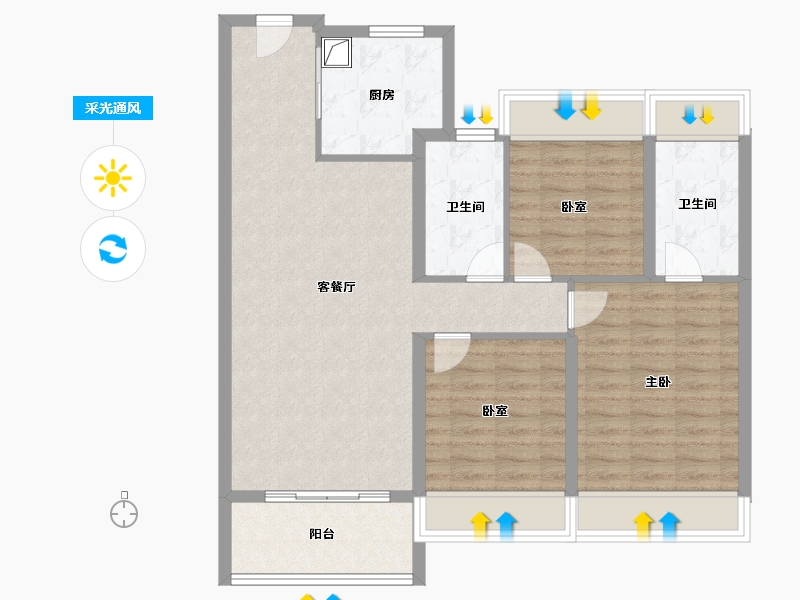 江苏省-苏州市-鹿溪雅园-92.25-户型库-采光通风