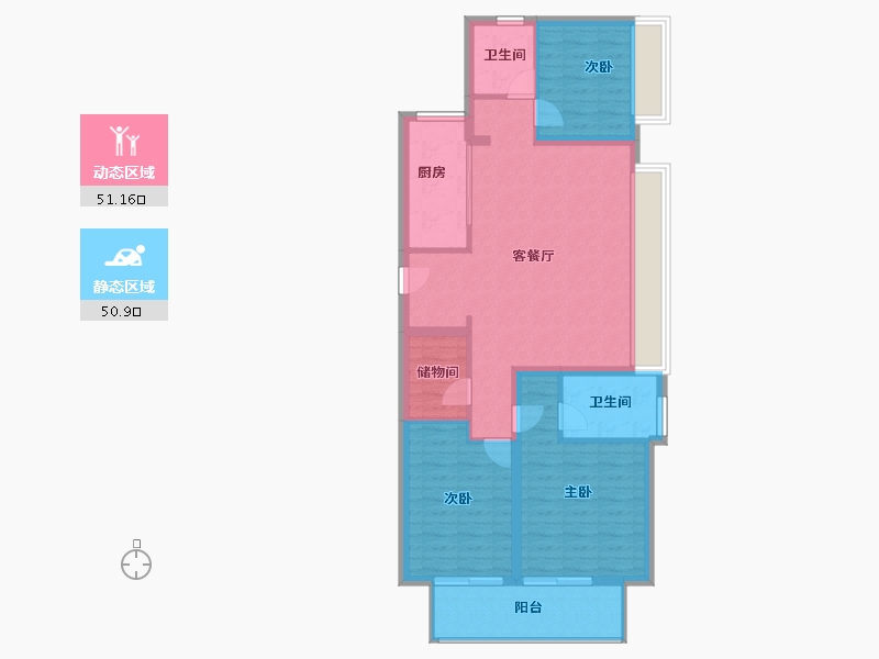 江苏省-镇江市-万科翡翠公园-92.00-户型库-动静分区