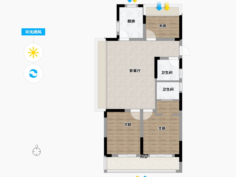 浙江省-绍兴市-金樾玖著-86.40-户型库-采光通风