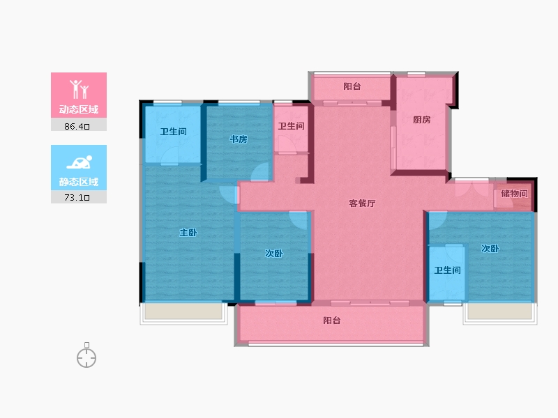 陕西省-铜川市-碧桂园·天樾-144.23-户型库-动静分区