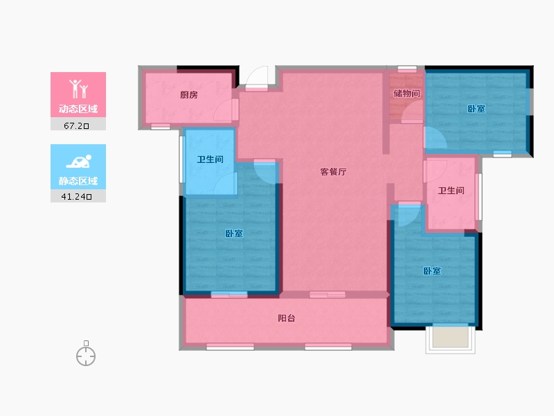 湖南省-长沙市-嘉宇北部湾-96.16-户型库-动静分区