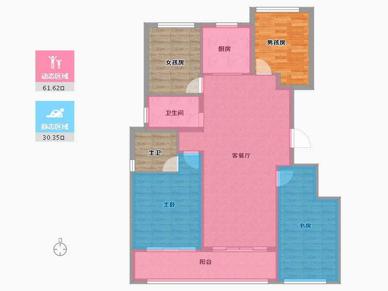 浙江省-杭州市-华昭府-106.12-户型库-动静分区