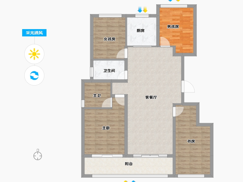 浙江省-杭州市-华昭府-106.12-户型库-采光通风