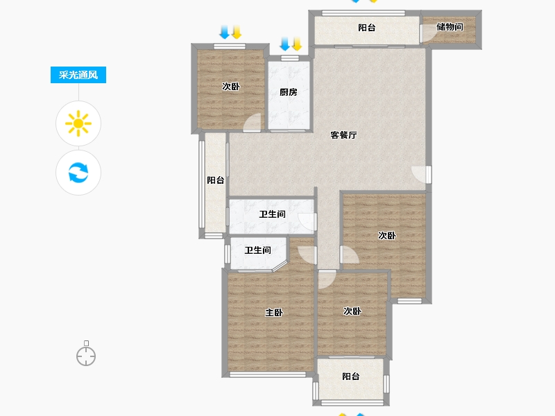 福建省-厦门市-玉成豪园-128.00-户型库-采光通风