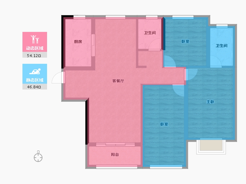 陕西省-西安市-中铁·卓越城-90.33-户型库-动静分区