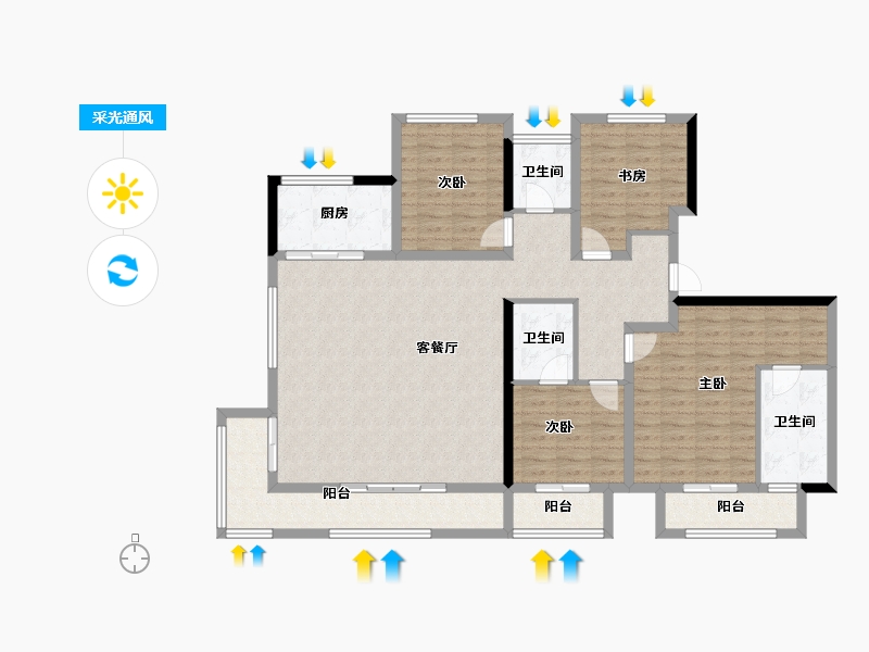 陕西省-西安市-金地·玖峯悦-135.46-户型库-采光通风