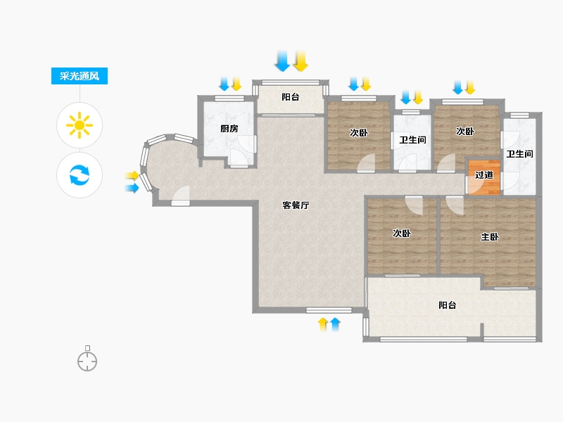 湖北省-武汉市-紫菘枫林上城-145.00-户型库-采光通风