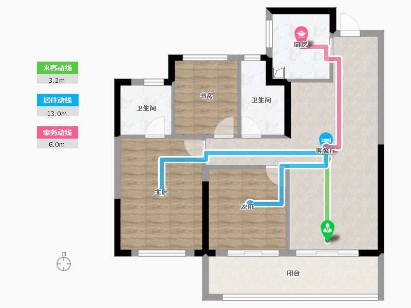 浙江省-宁波市-奥克斯·山悦云庭-88.00-户型库-动静线