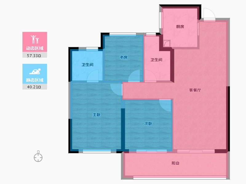 浙江省-宁波市-奥克斯·山悦云庭-88.00-户型库-动静分区