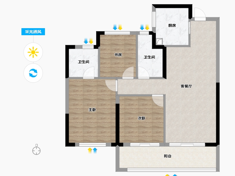 浙江省-宁波市-奥克斯·山悦云庭-88.00-户型库-采光通风