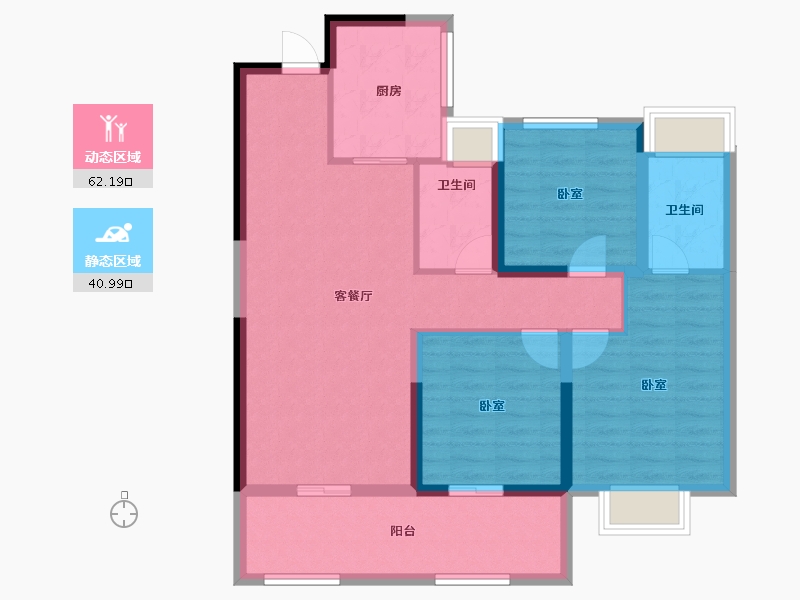 湖南省-长沙市-时代倾城六期(时代汀蓝)-92.16-户型库-动静分区