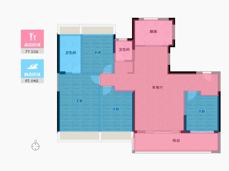 江苏省-苏州市-建发·缦云华庭-129.60-户型库-动静分区