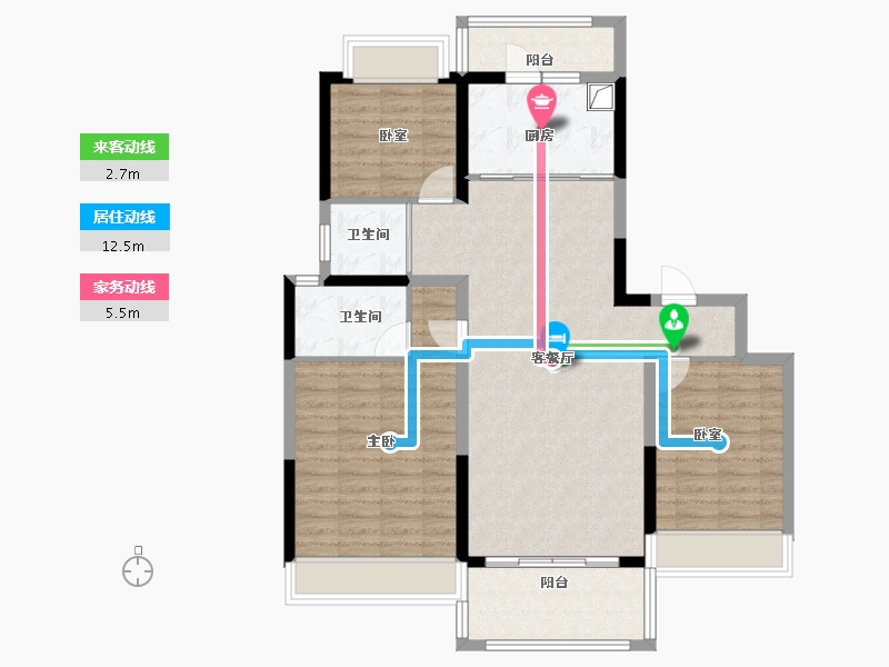 陕西省-铜川市-碧桂园·天樾-100.44-户型库-动静线