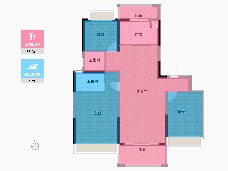 陕西省-铜川市-碧桂园·天樾-100.44-户型库-动静分区