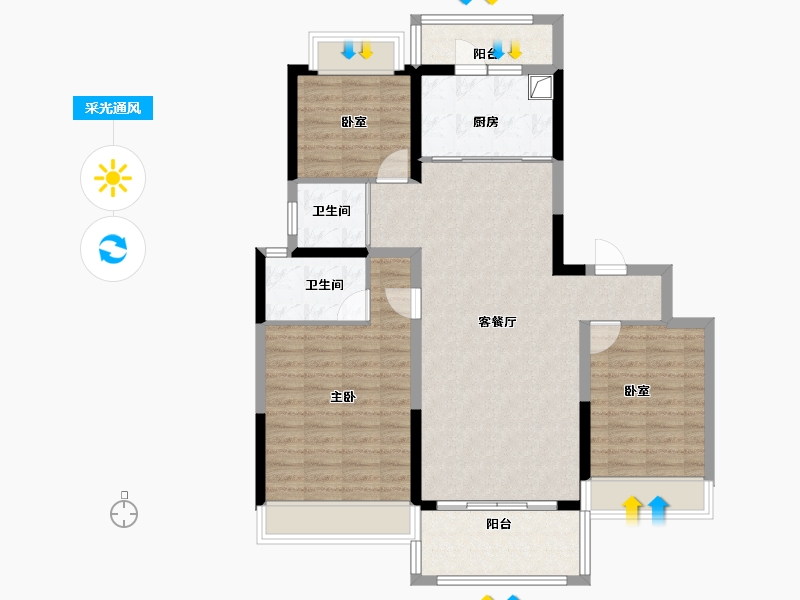 陕西省-铜川市-碧桂园·天樾-100.44-户型库-采光通风