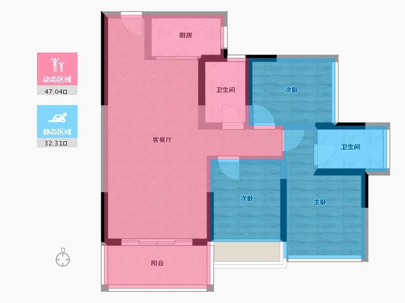 广东省-肇庆市-天湖花园-68.97-户型库-动静分区