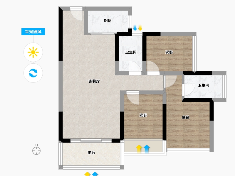 广东省-肇庆市-天湖花园-68.97-户型库-采光通风