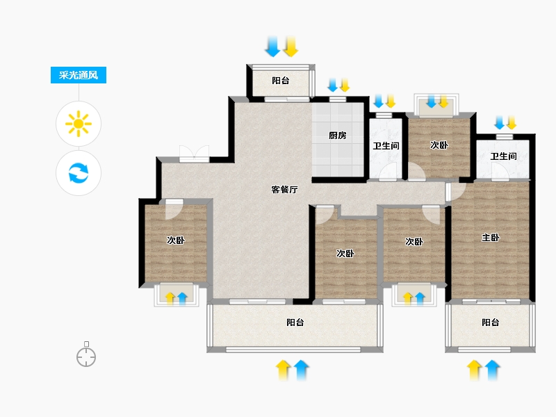 湖南省-邵阳市-邵阳湾田·望江府-140.87-户型库-采光通风