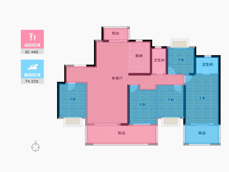 湖南省-邵阳市-邵阳湾田·望江府-140.87-户型库-动静分区