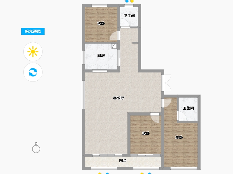 河北省-石家庄市-和誉府-110.04-户型库-采光通风