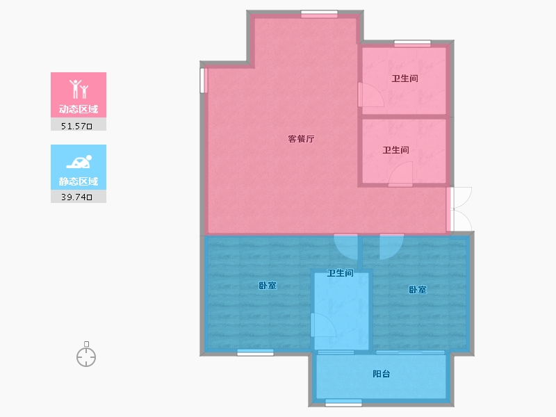 江苏省-镇江市-悦泰·悦河湾-83.83-户型库-动静分区