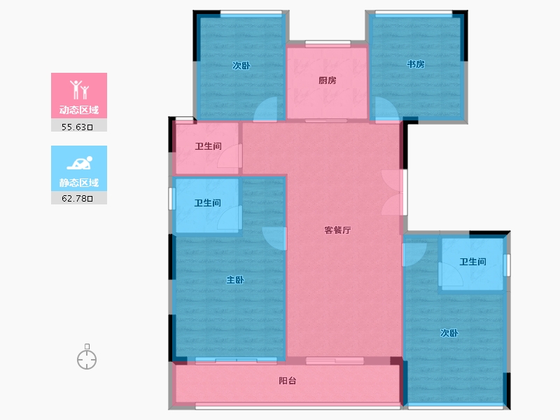 浙江省-杭州市-杭房·湖著观邸-108.13-户型库-动静分区