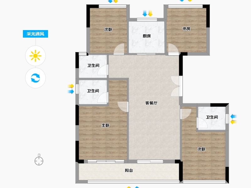 浙江省-杭州市-杭房·湖著观邸-108.13-户型库-采光通风