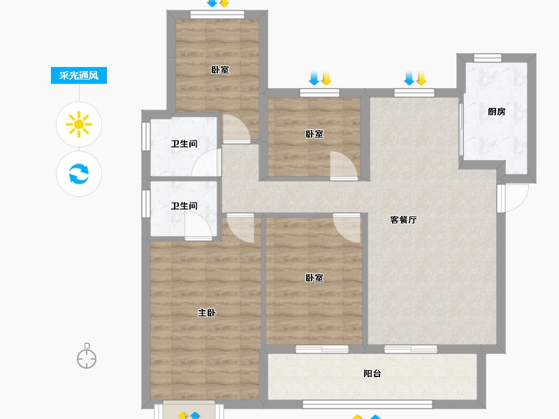 福建省-厦门市-保利天汇-98.76-户型库-采光通风