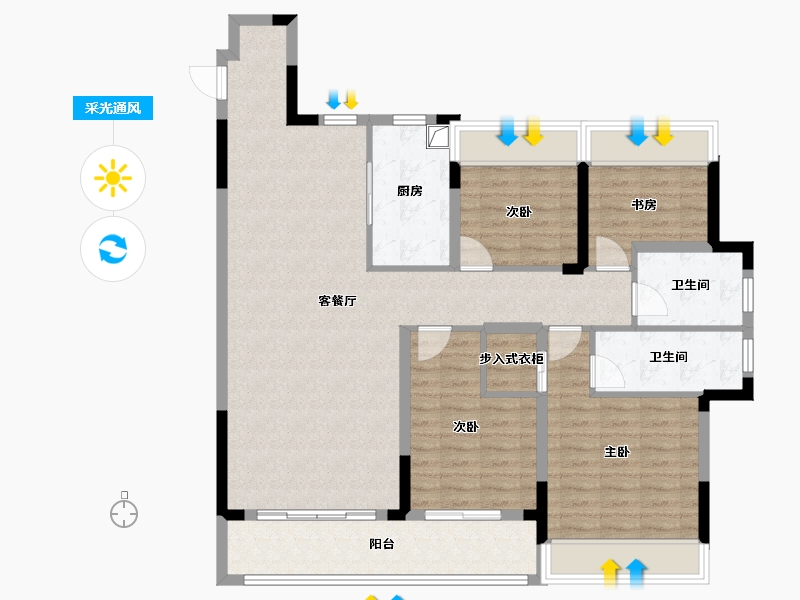 浙江省-绍兴市-金樾玖著-111.20-户型库-采光通风