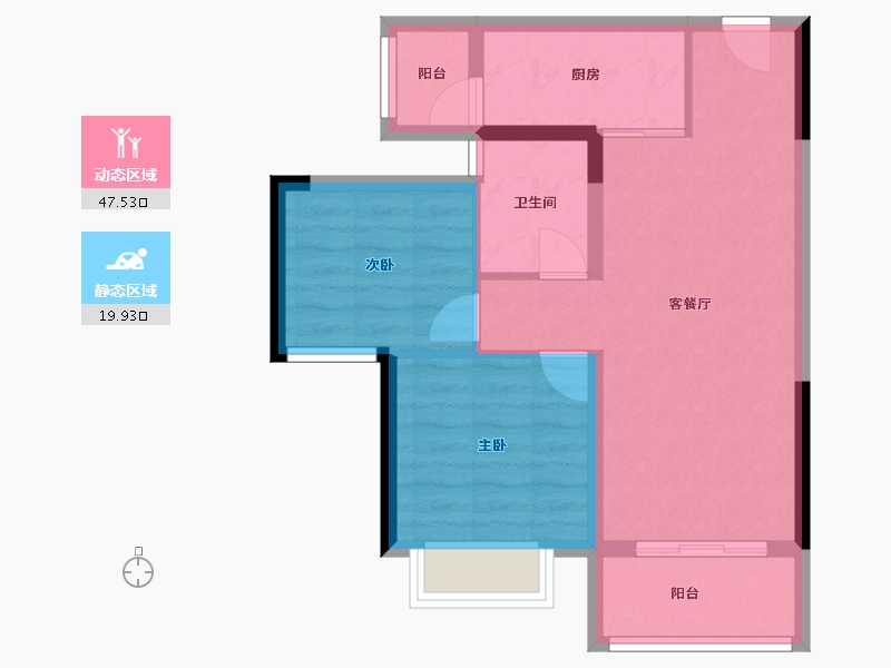 四川省-成都市-兴城人居鎏林语-59.88-户型库-动静分区