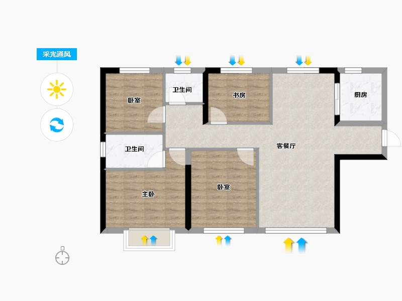 陕西省-西安市-中铁·卓越城-82.45-户型库-采光通风